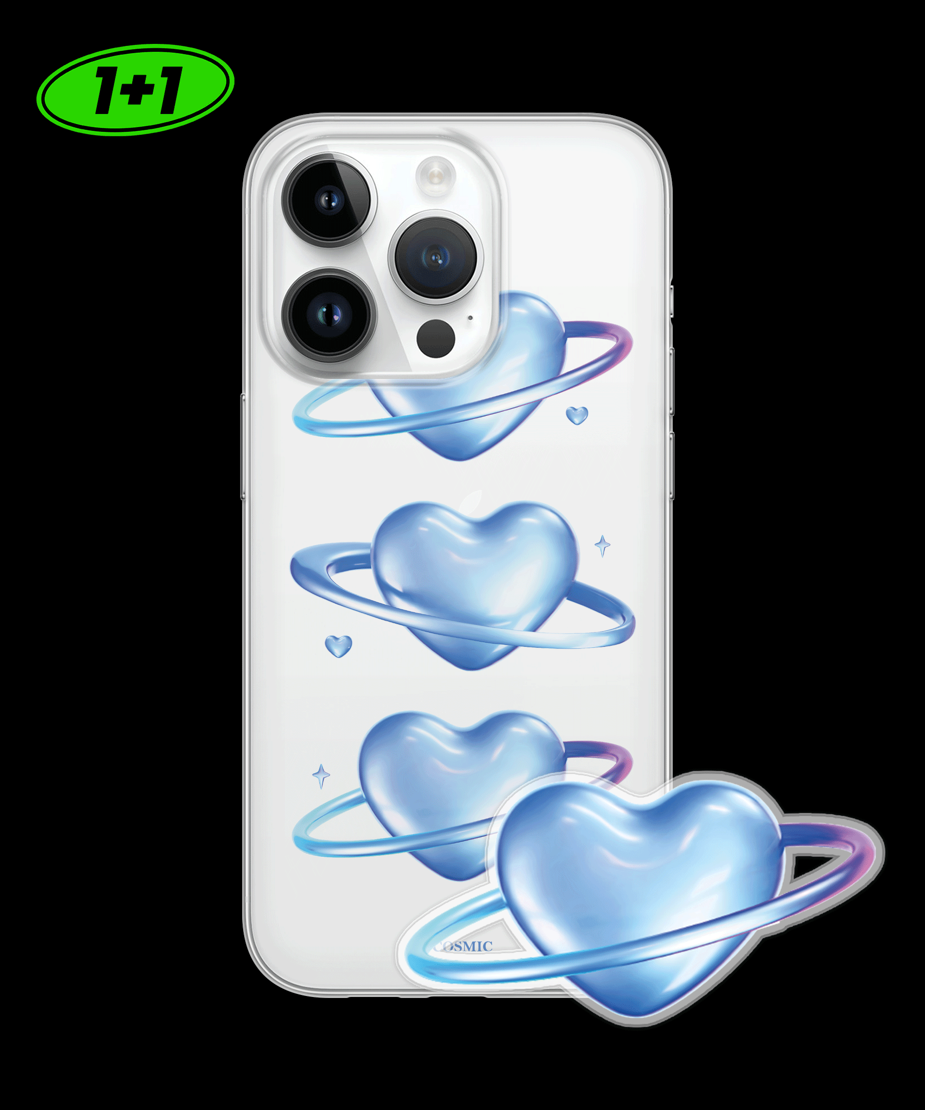 [1+1] Blue heart planet 클리어케이스+아크릴톡 세트
